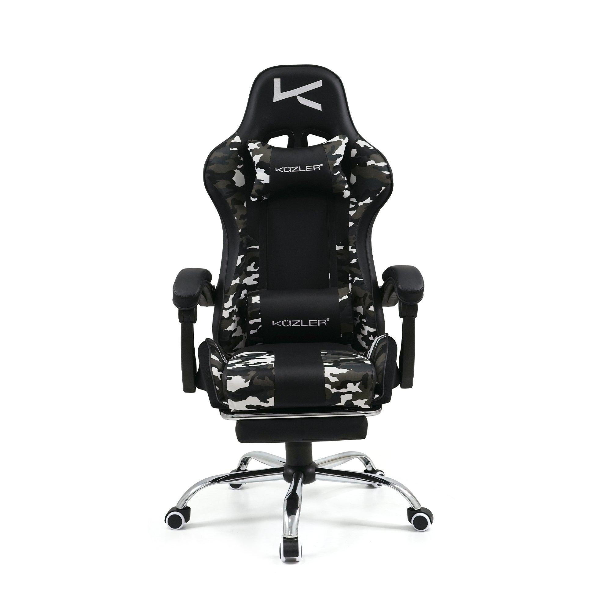 Silla Gamer Kuzler Camuflada Masajeador Lumbar Reposapiés y Base Metálica RIK-101CAMO
