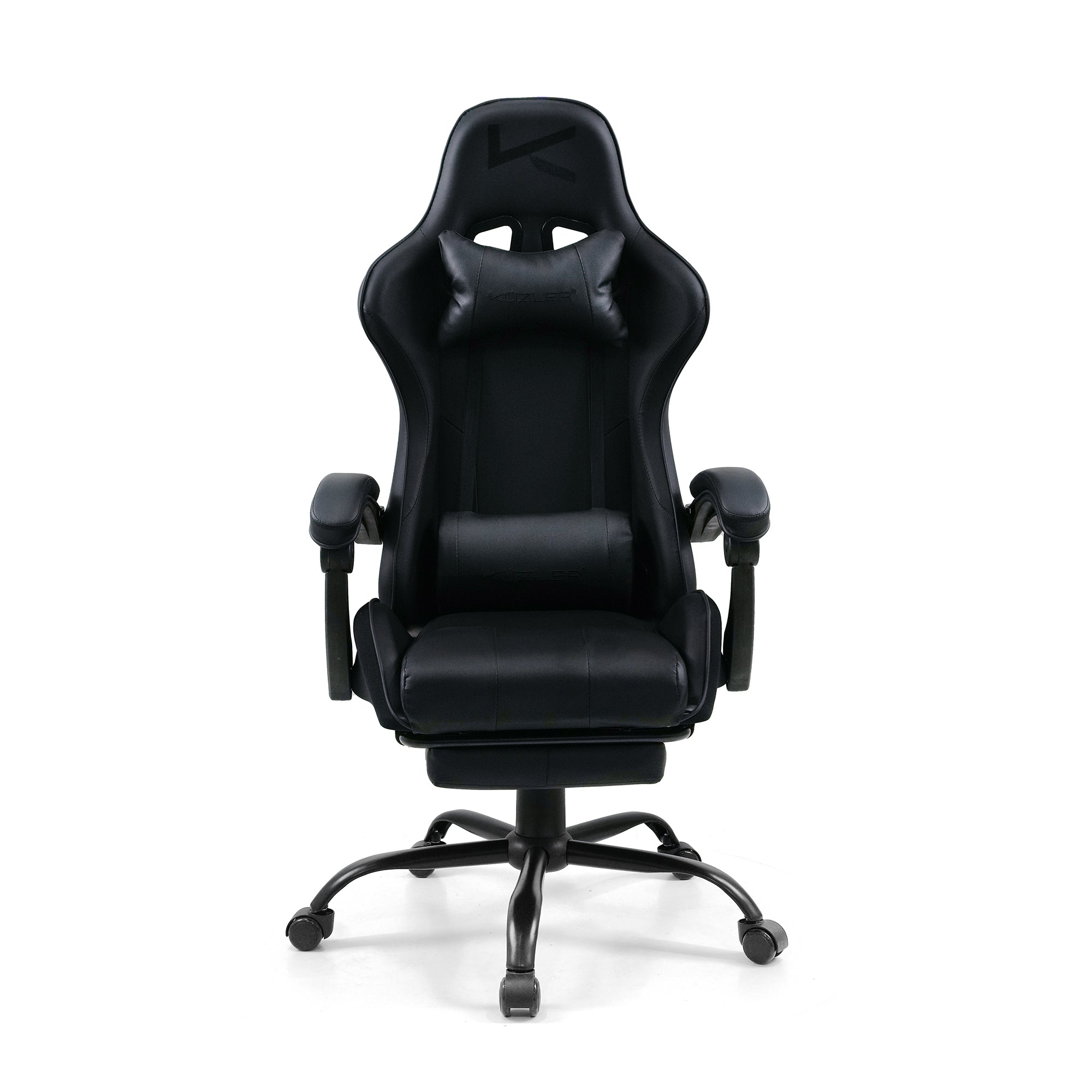 Silla Gamer Kuzler Negra Masajeador Lumbar Reposapiés y Base Metálica RIK-101AB