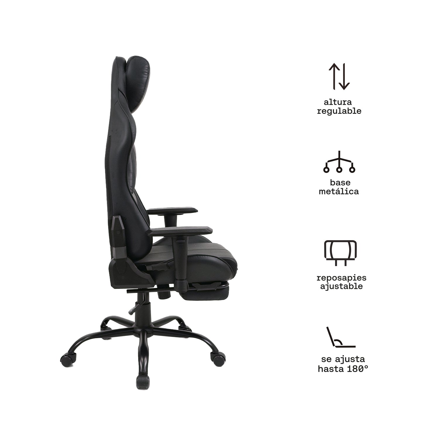 DRAKTAR -N – Silla Gamer Premium 180° · Base Metálica · Brazos 3D · 150 kg
