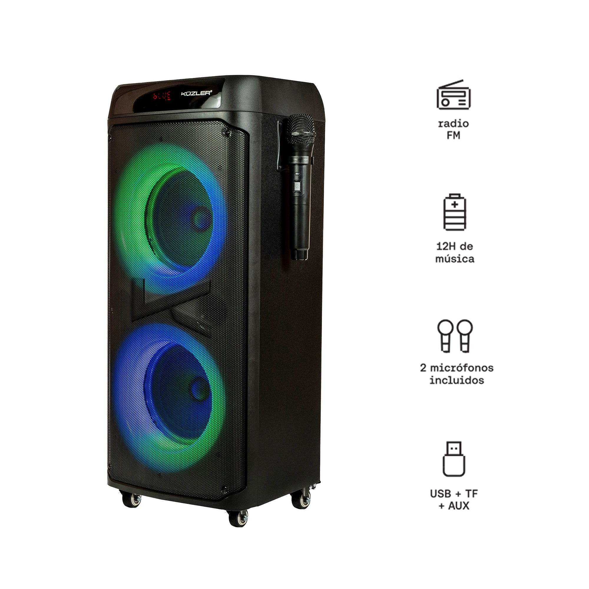 Parlante KUZLER Karaoke con Micrófono Incluido 1400W ROCKBOX-1
