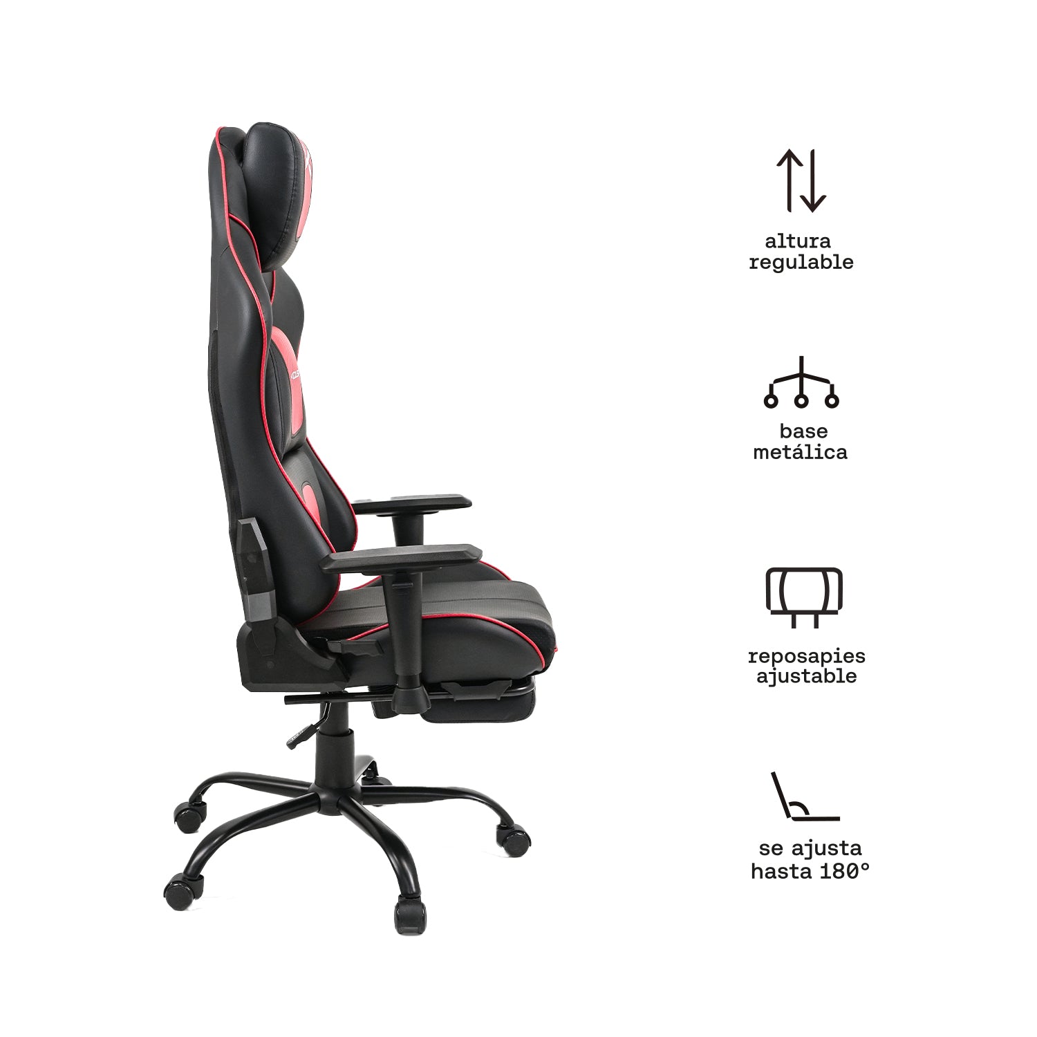 DRAKTAR -RN – Silla Gamer Premium 180° · Base Metálica · Brazos 3D · 150 kg