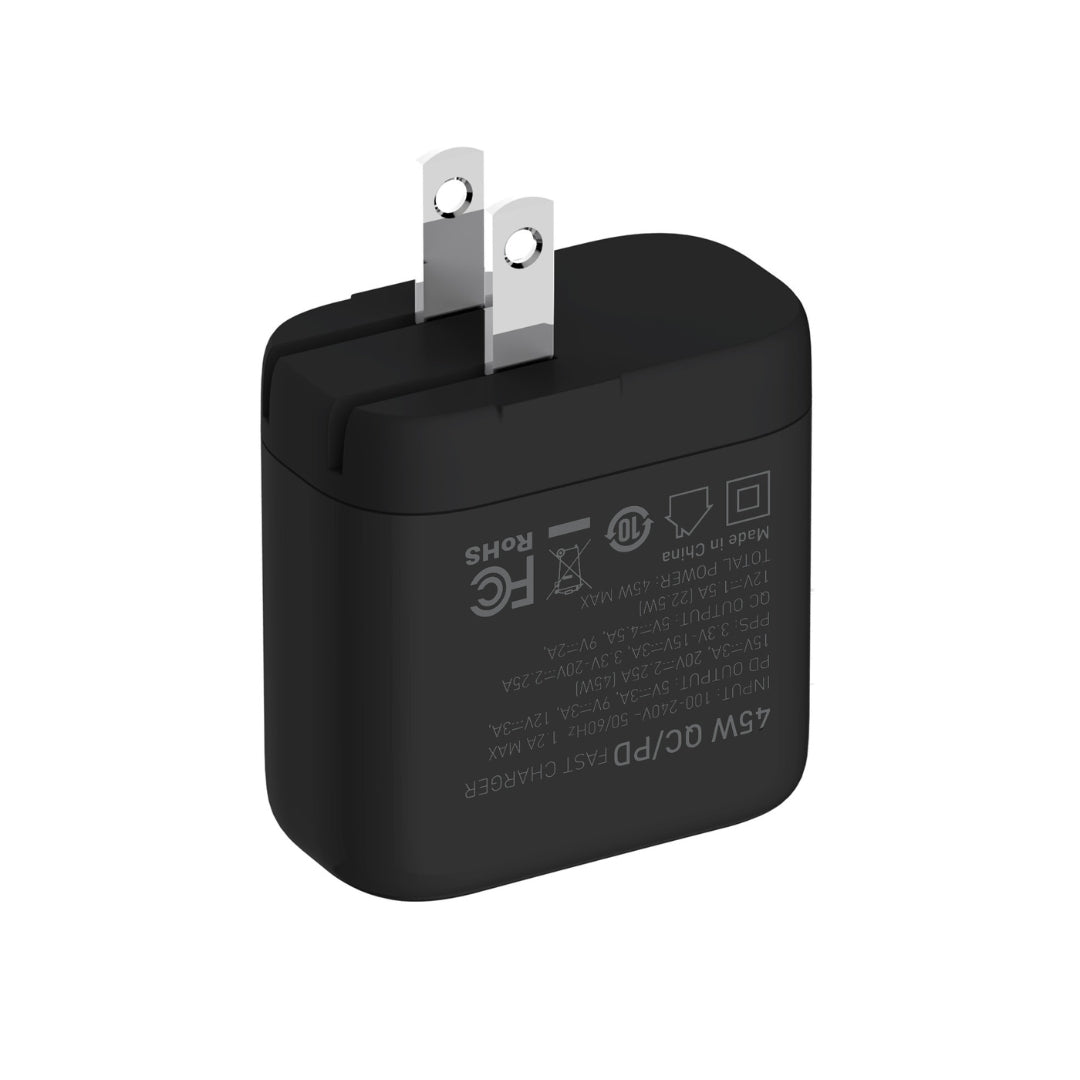 Cargador Adaptador Pared 45W Carga Super Rápida Black