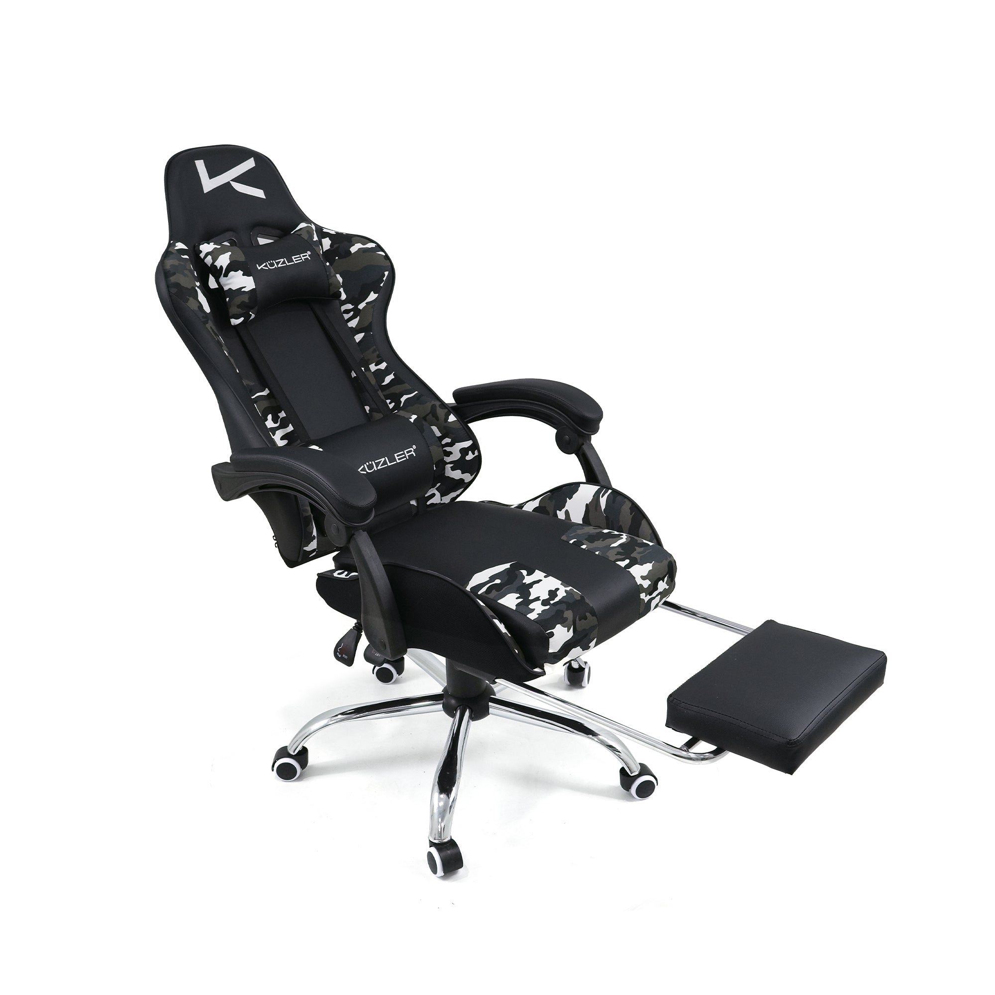 Silla Gamer Kuzler Camuflada Masajeador Lumbar Reposapiés y Base Metálica RIK-101CAMO