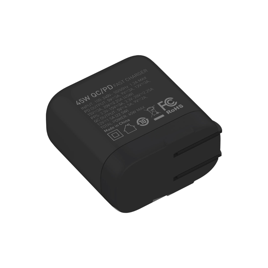 Cargador Adaptador Pared 45W Carga Super Rápida Black