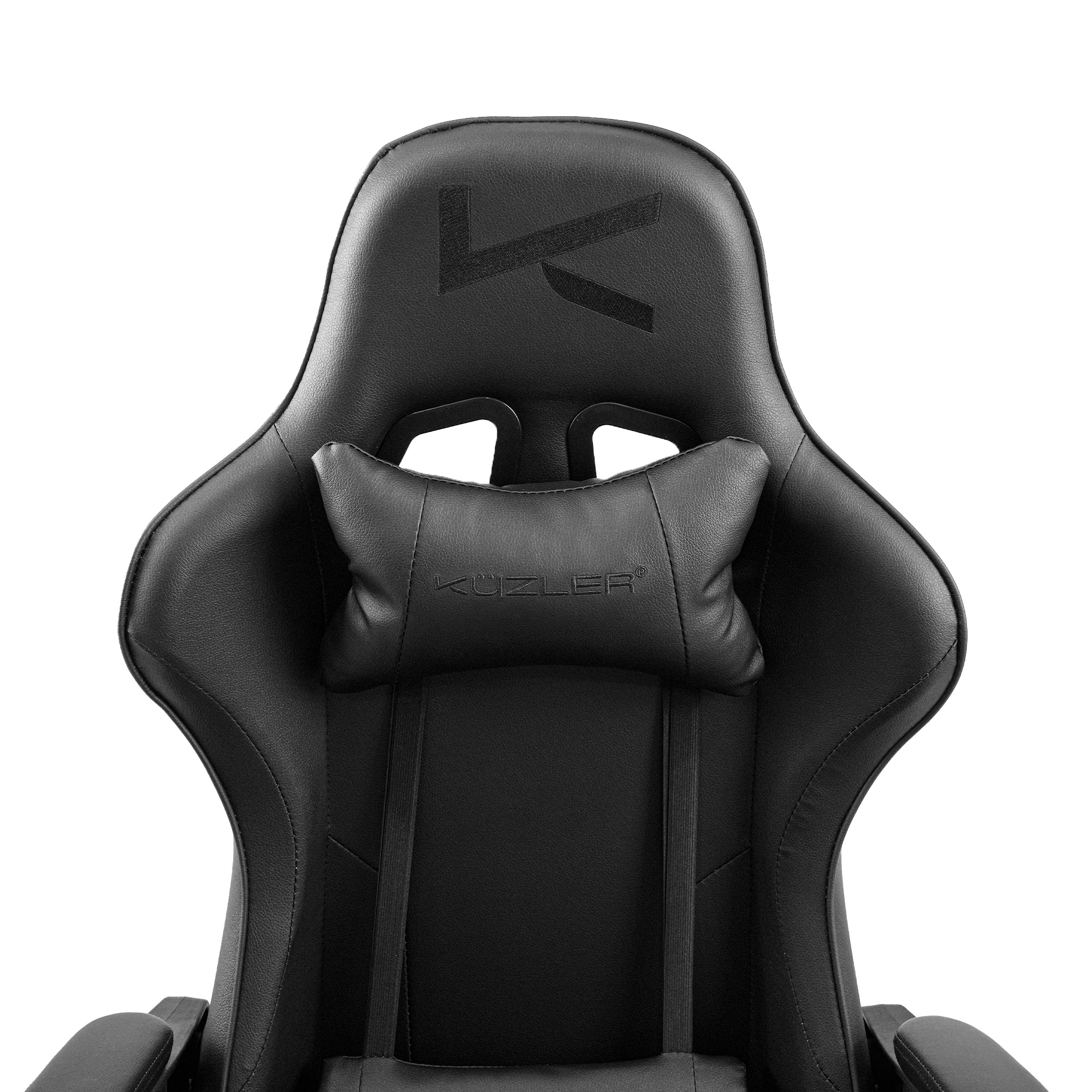 Silla Gamer Kuzler Negra Masajeador Lumbar Reposapiés y Base Metálica RIK-101AB