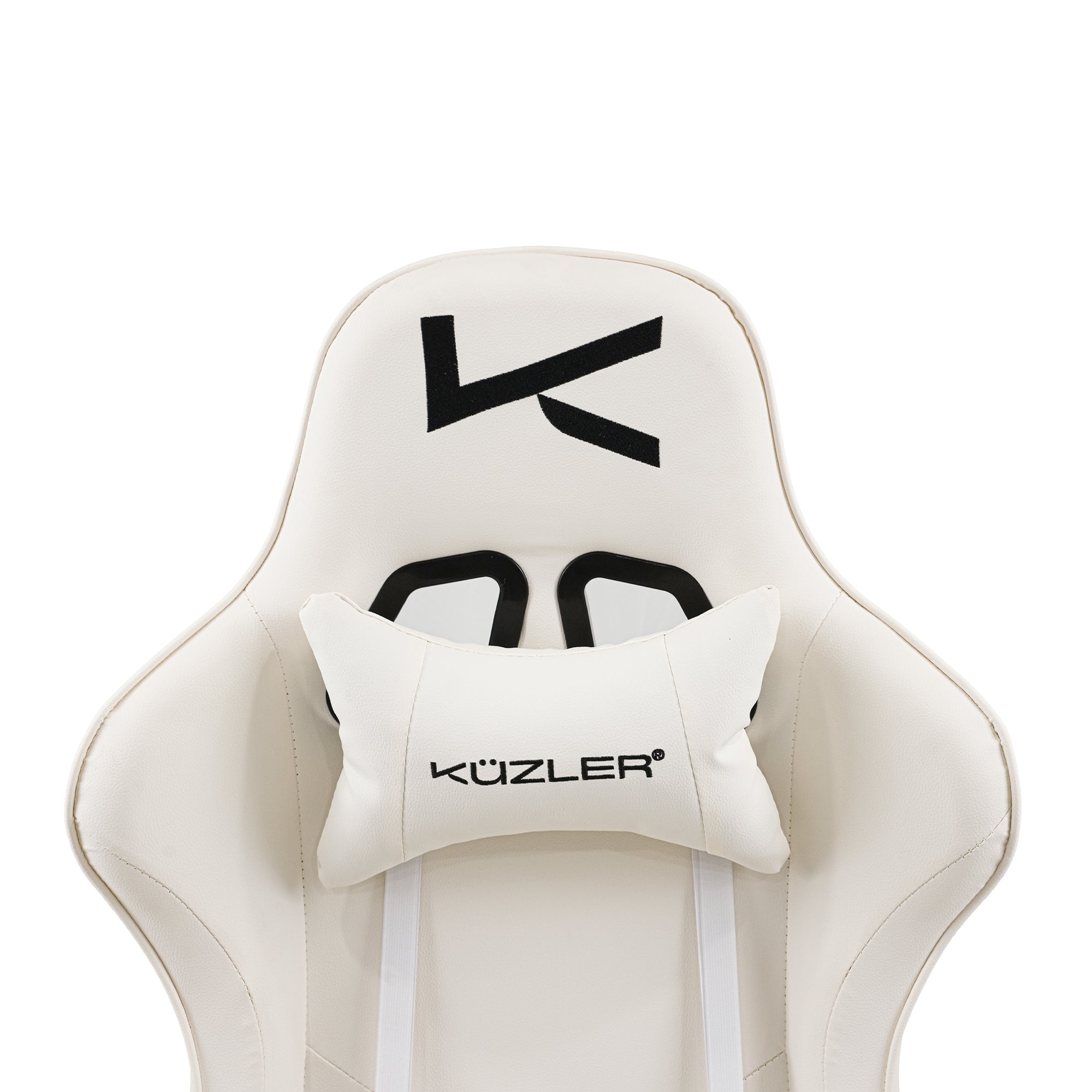 Silla Gamer Kuzler Blanca Masajeador Lumbar Reposapiés y Base Metálica RIK-101AW