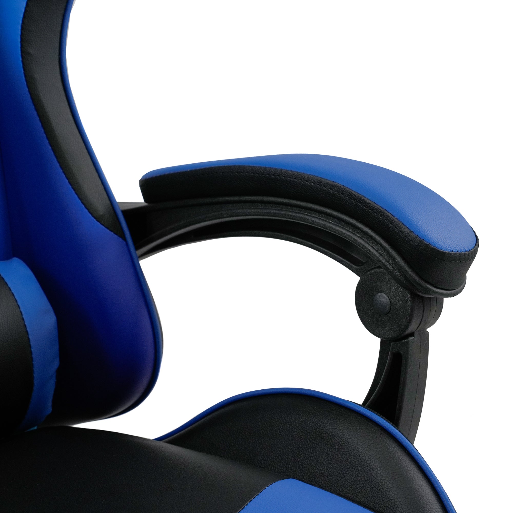 Silla Gamer azul con masajeador lumbar, reposapiés y base metálica RIK-101A