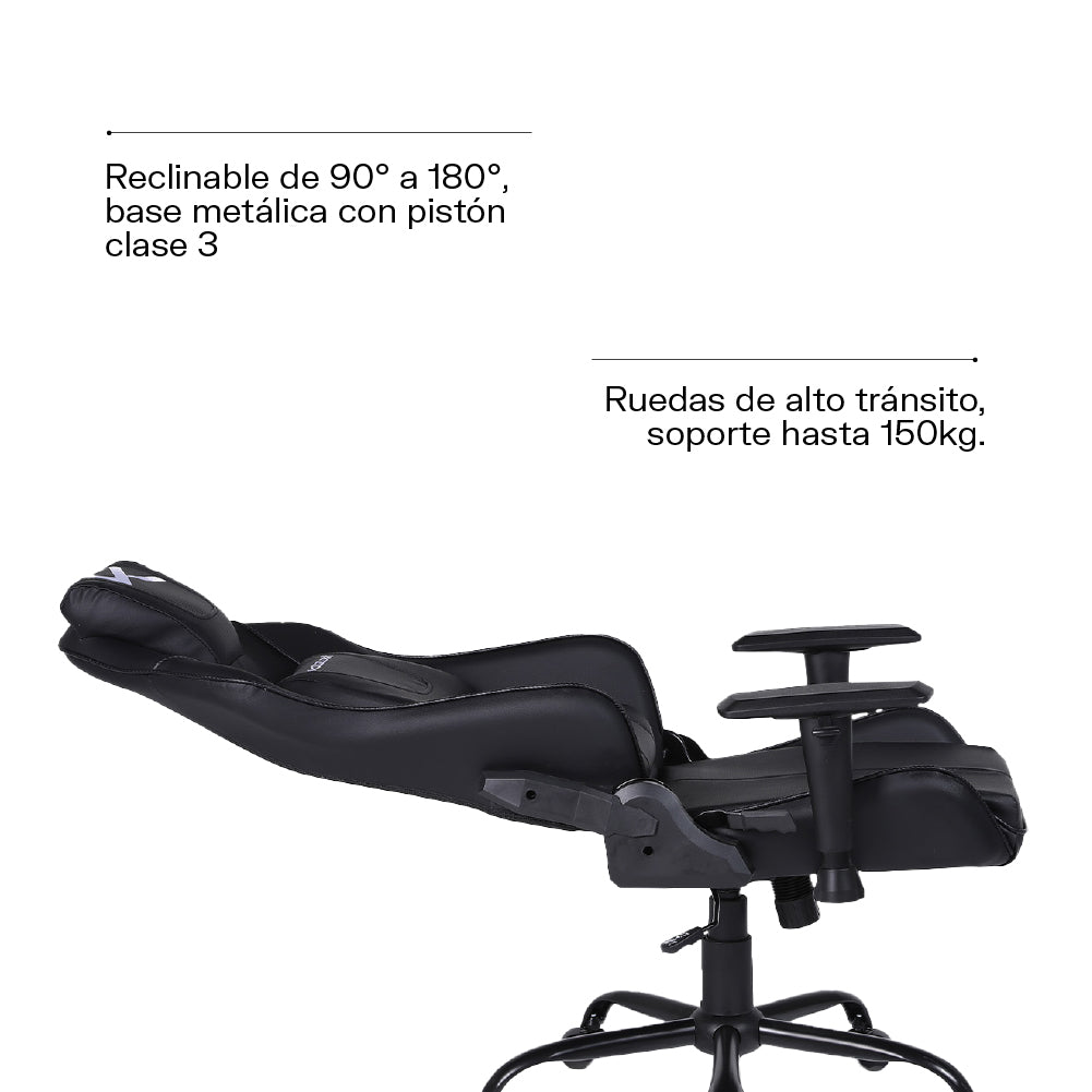 DRAKTAR -N – Silla Gamer Premium 180° · Base Metálica · Brazos 3D · 150 kg