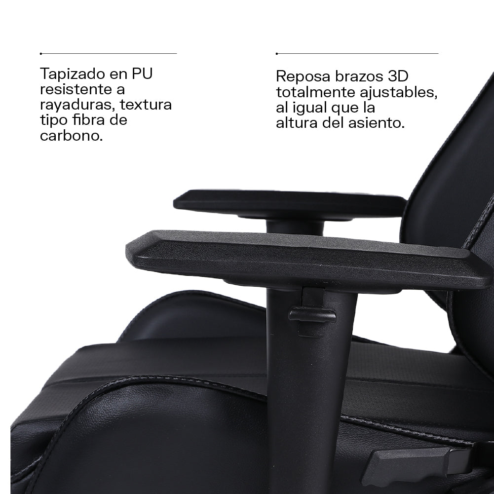 DRAKTAR -N – Silla Gamer Premium 180° · Base Metálica · Brazos 3D · 150 kg