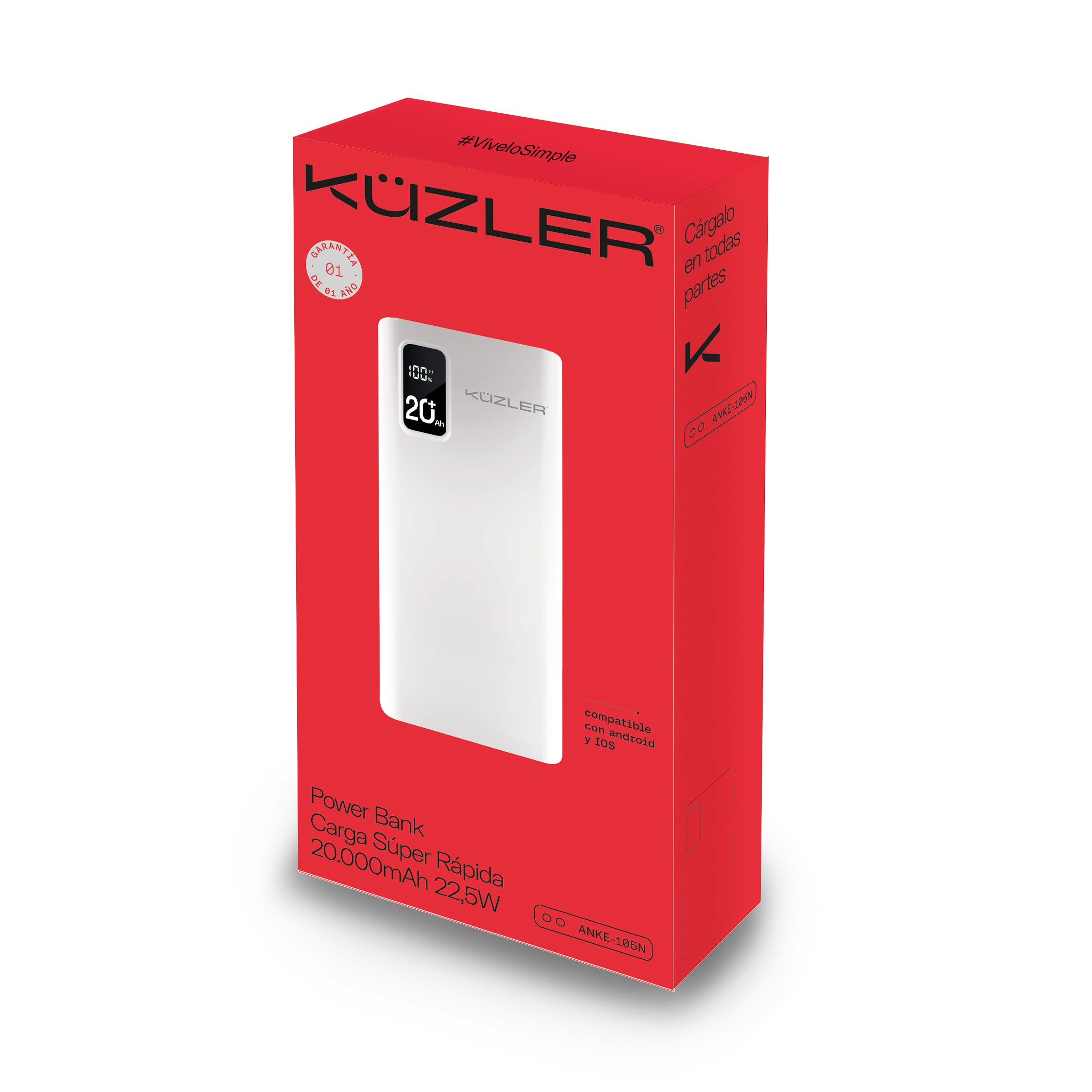 Powerbank Slim 20,000 mah blanco