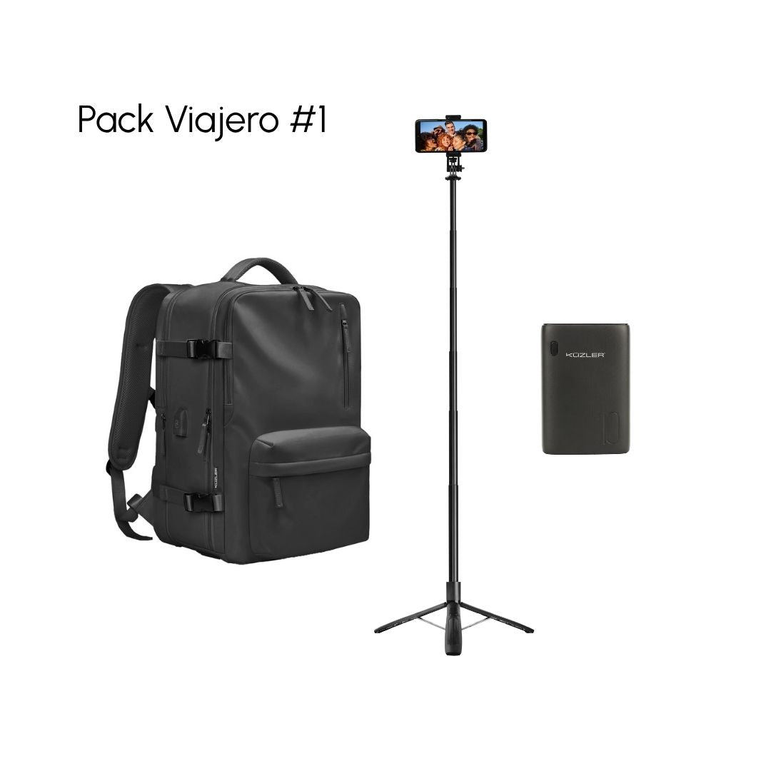 Pack Viajero #1: Mochila Viajera + Trípode Viral + Batería Portátil