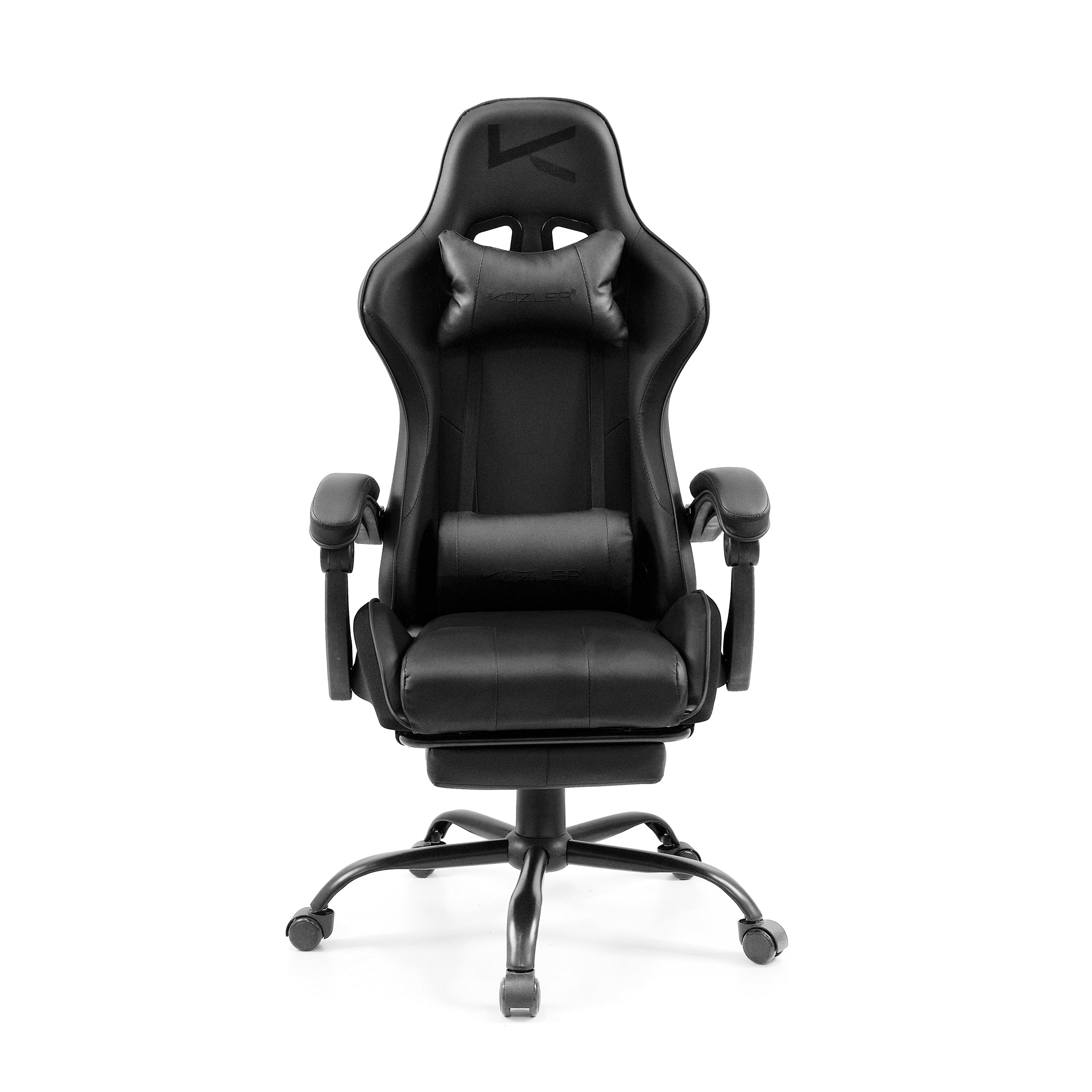 Silla Gamer Kuzler Negra Masajeador Lumbar Reposapiés y Base Metálica RIK-101AB