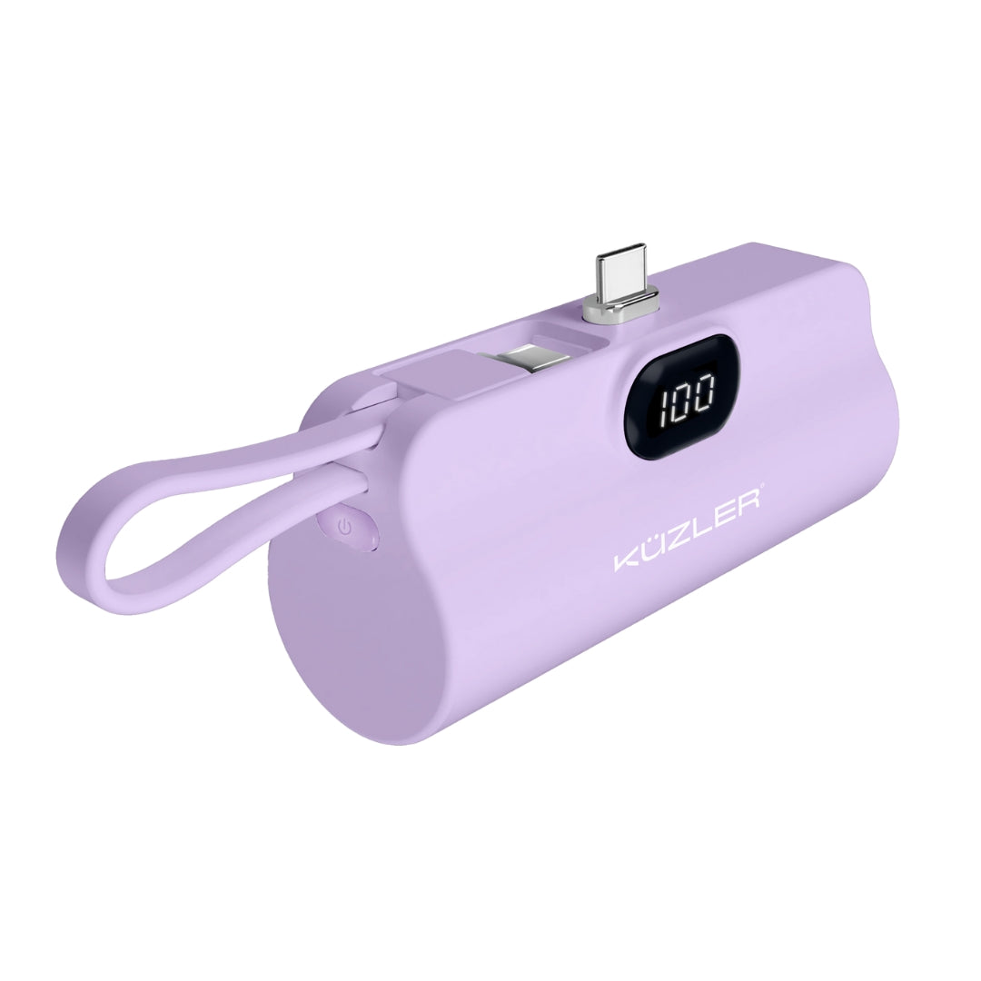 Pack Nano Cargador Tipo C Morado + Cable + Luz Led Selfie Kuzler