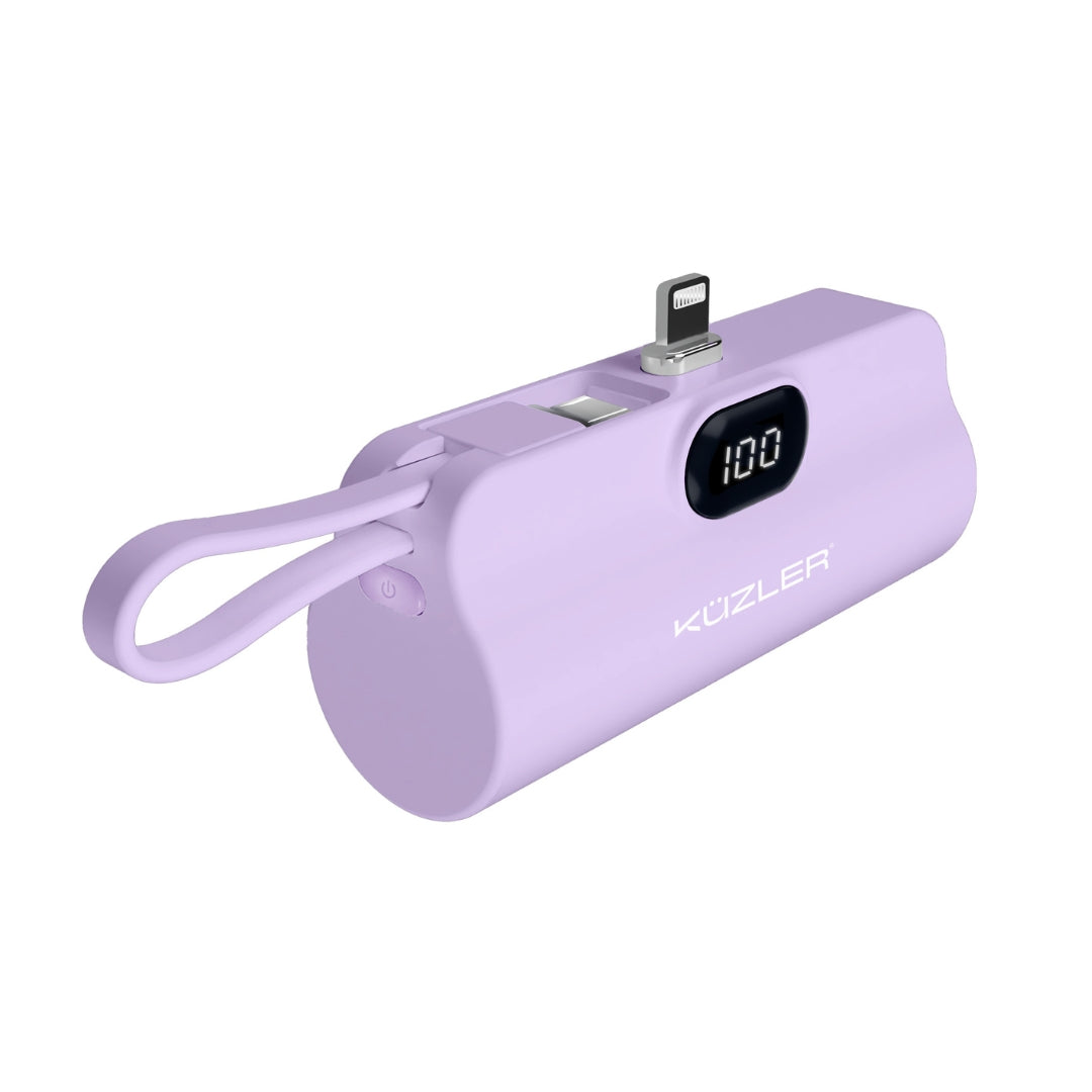Pack 8 Creadores de Contenido: Nano Cargador Lightning Morado + Cable + Luz Led Selfie Kuzler