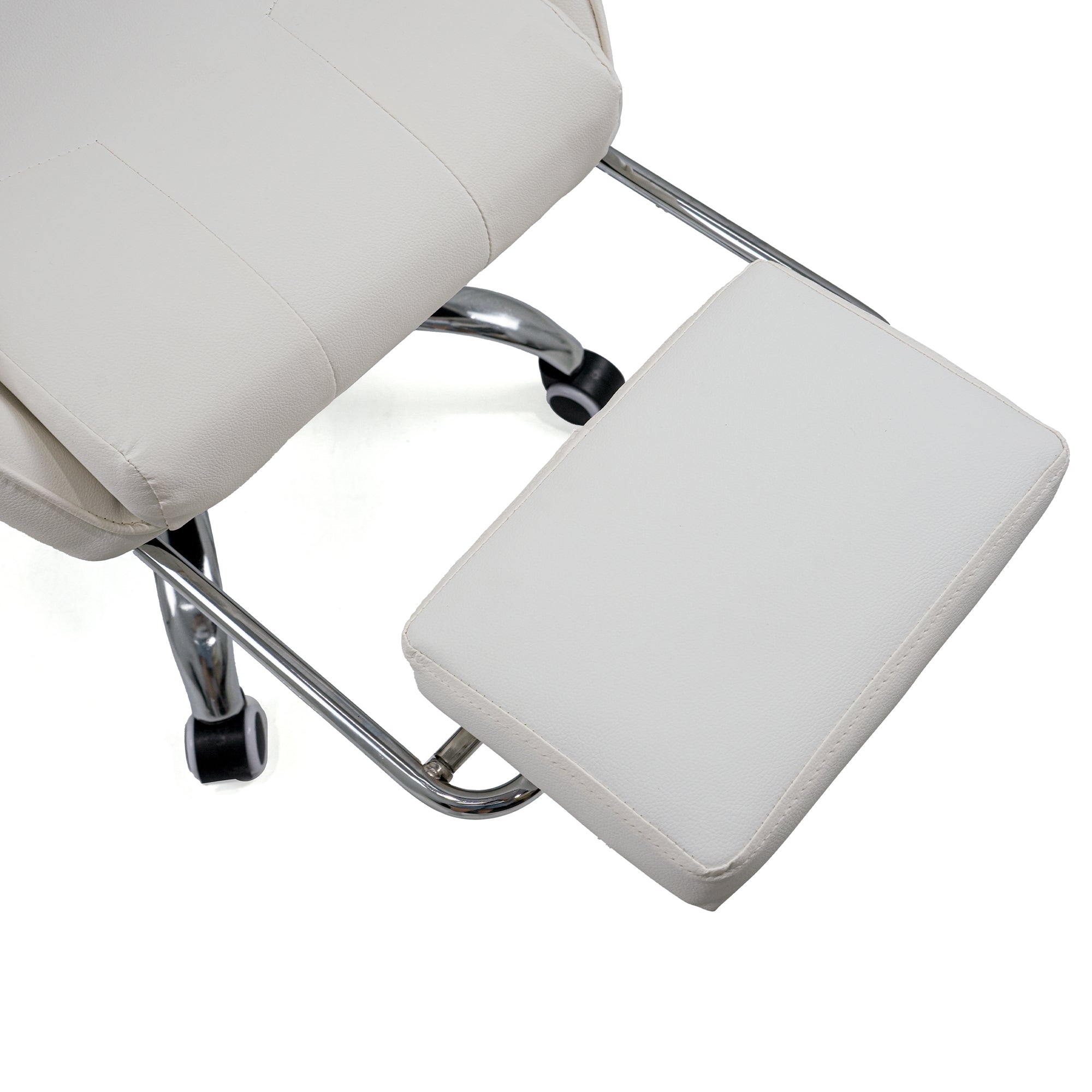 Silla Gamer Kuzler Blanca Masajeador Lumbar Reposapiés y Base Metálica RIK-101AW