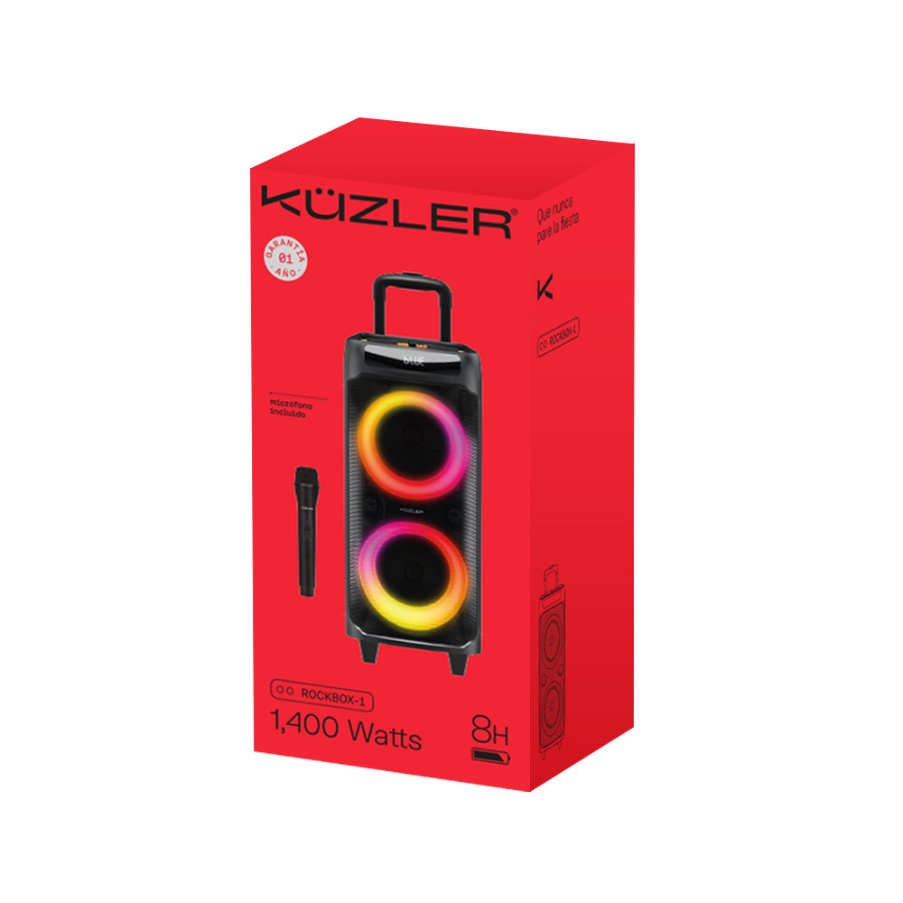 PARLANTE KUZLER KARAOKE CON MICRÓFONO INCLUIDO 1400W ROCKBOX-1