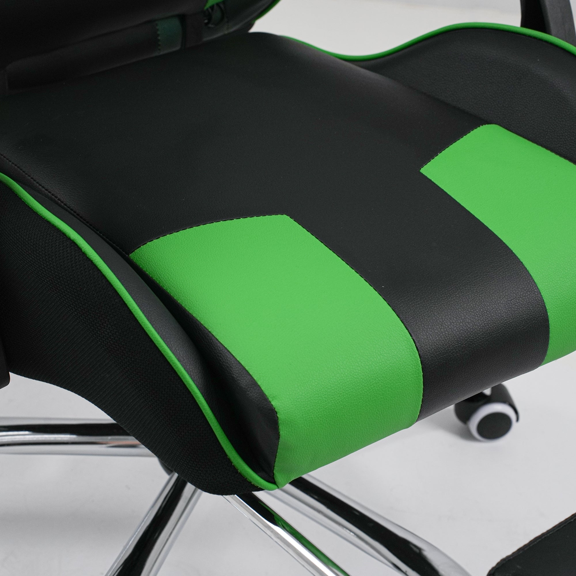 Silla Gamer Kuzler Verde Masajeador Lumbar Reposapiés y Base Metálica RIK-101G