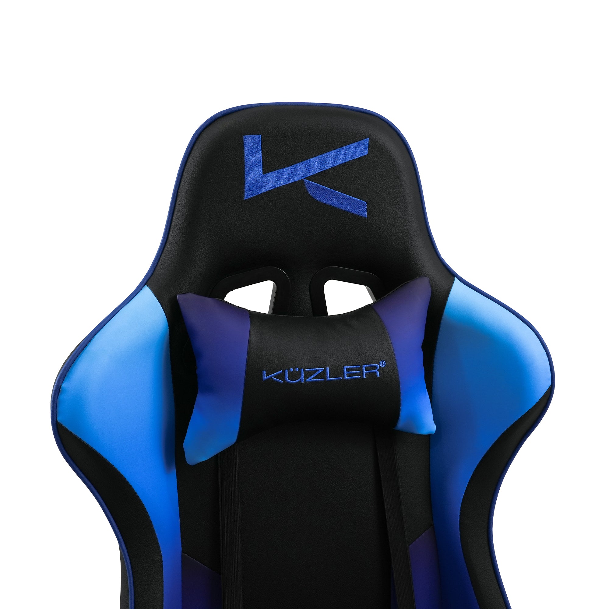 Silla Gamer azul con masajeador lumbar, reposapiés y base metálica RIK-101A