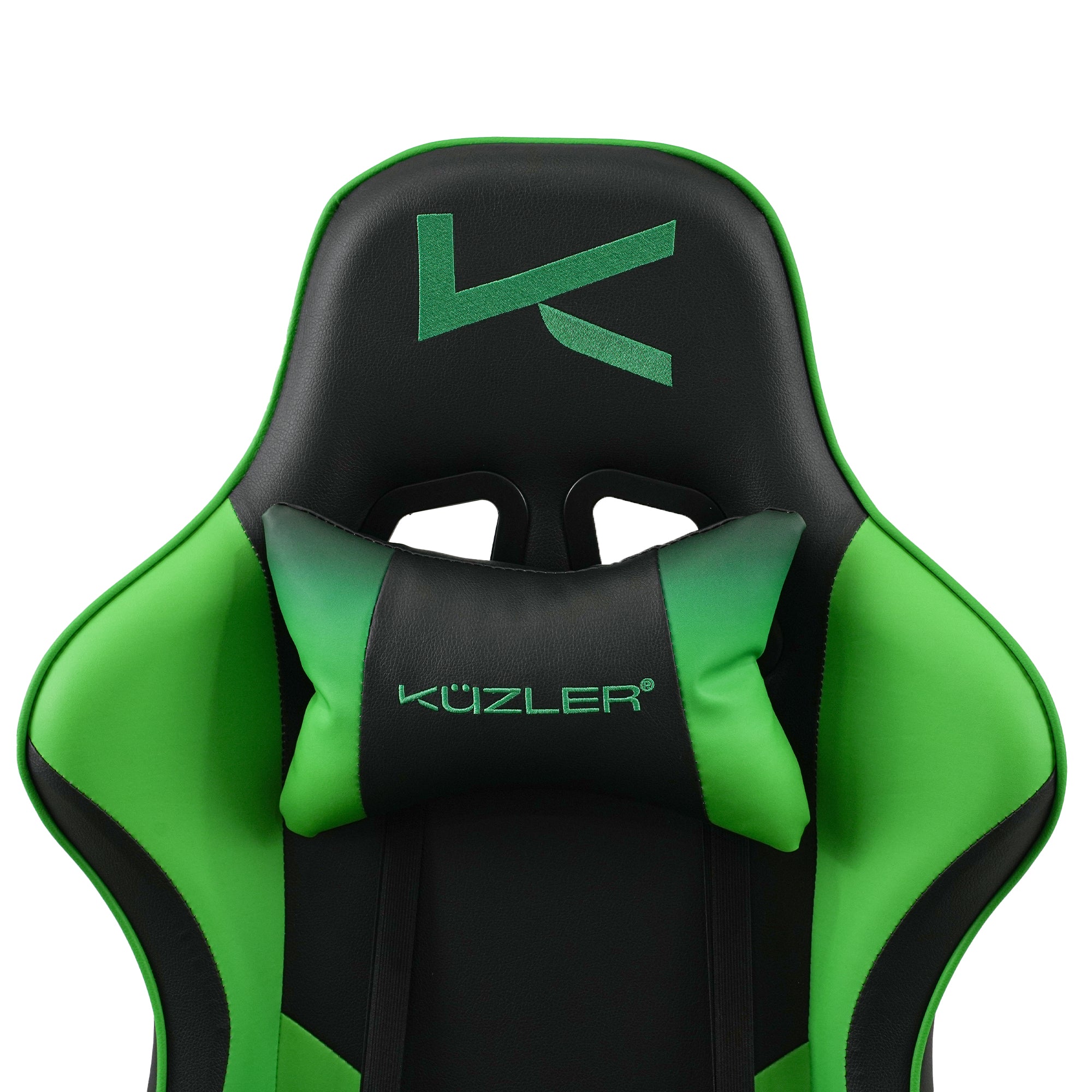 Silla Gamer Kuzler Verde Masajeador Lumbar Reposapiés y Base Metálica RIK-101G