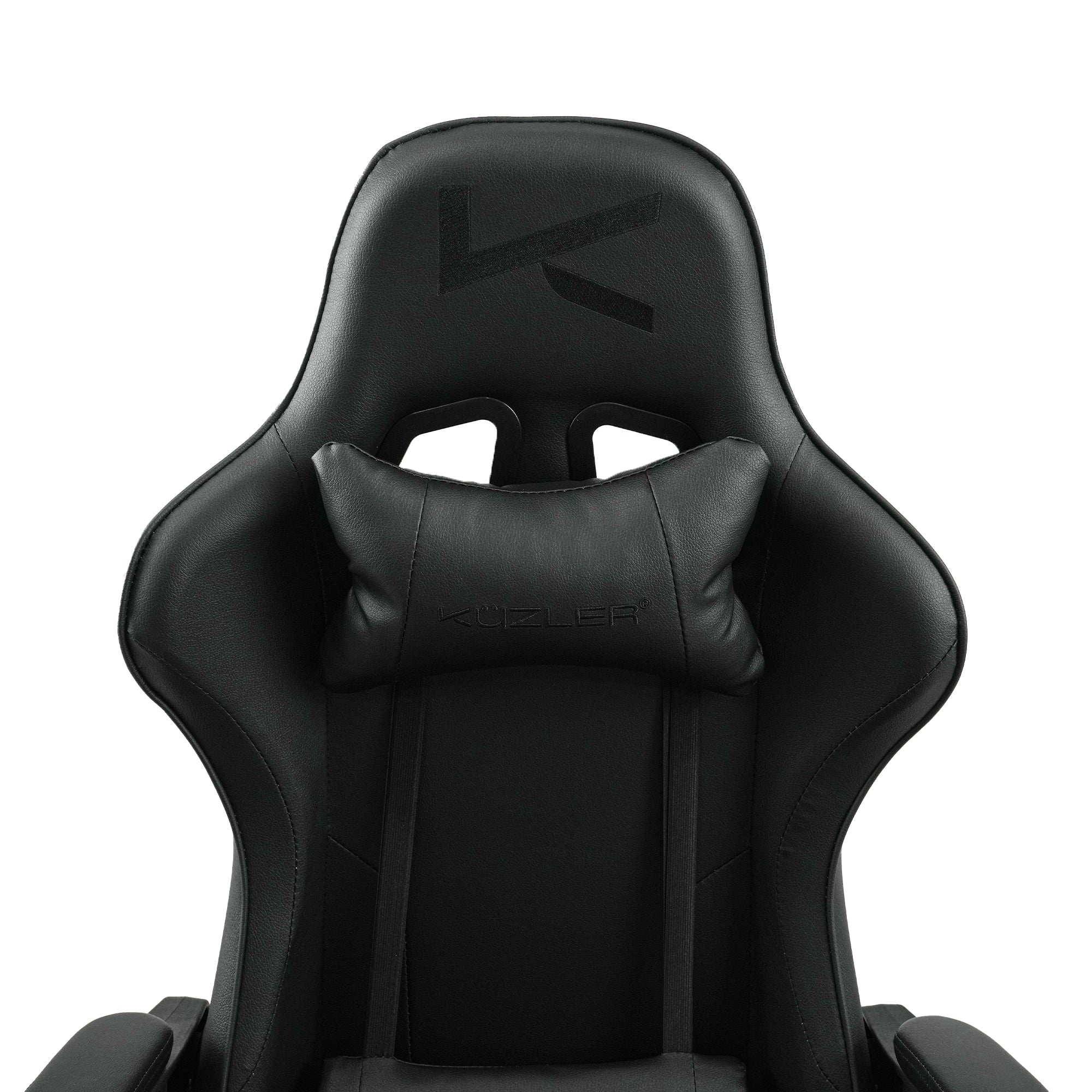 Silla Gamer Kuzler Negra Masajeador Lumbar Reposapiés y Base Metálica RIK-101AB