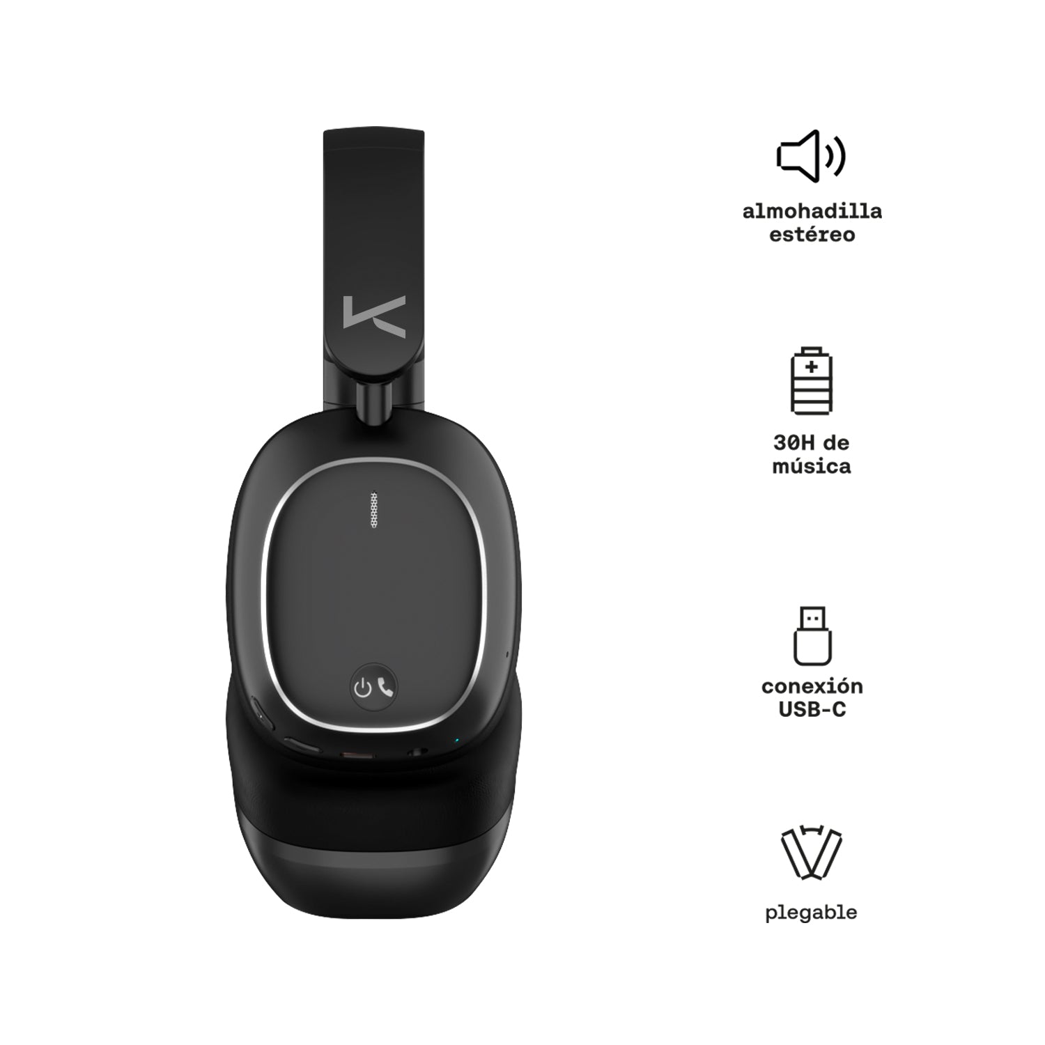 Audifono Overear Buetooth 30 horas CLAM-101N