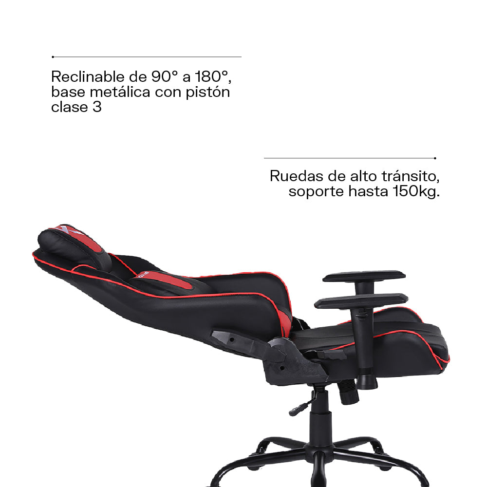 DRAKTAR -RN – Silla Gamer Premium 180° · Base Metálica · Brazos 3D · 150 kg