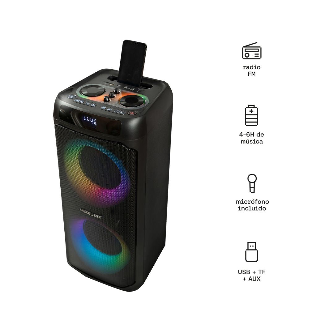 PARLANTE KUZLER KARAOKE CON MICRÓFONO INCLUIDO 1400W ROCKBOX-1