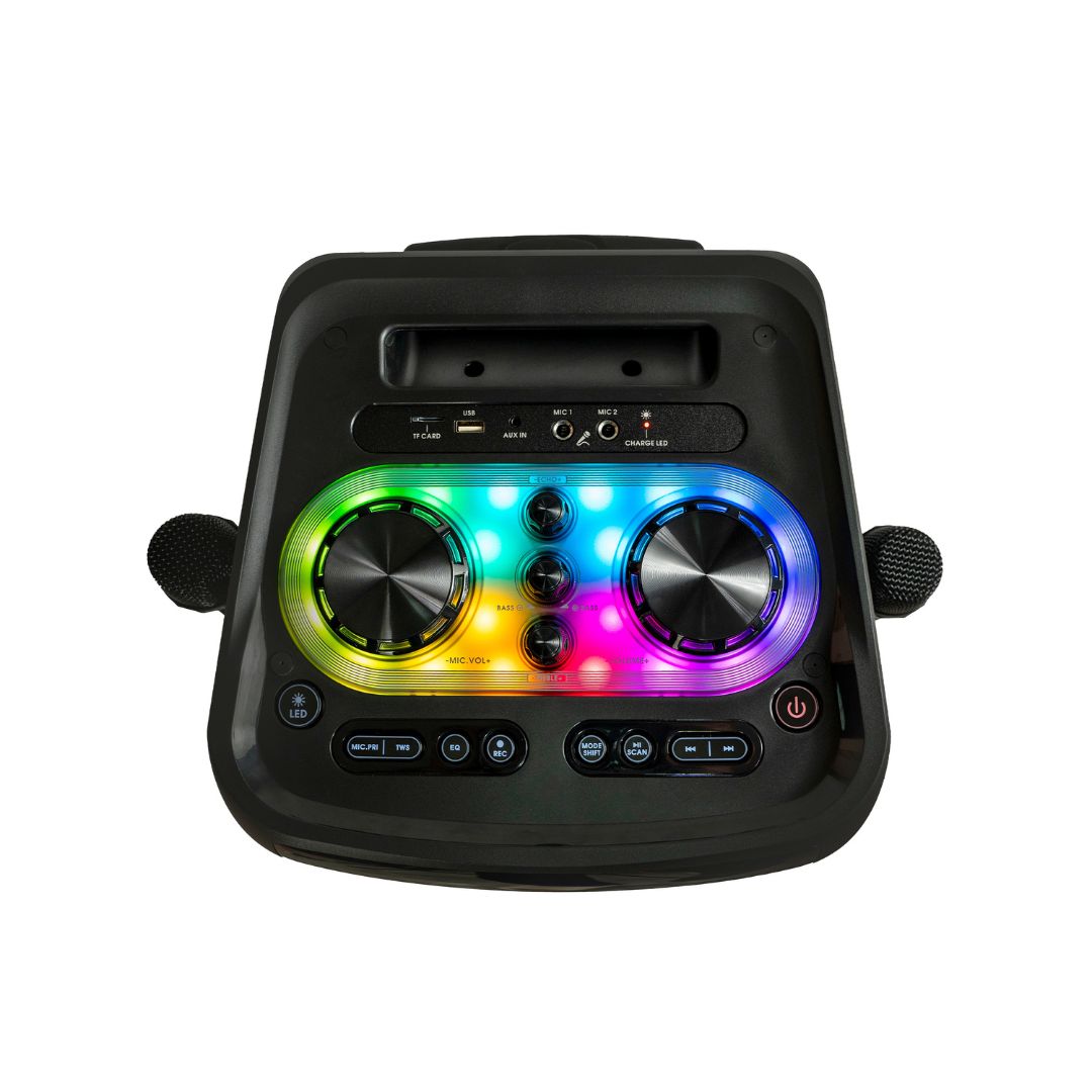 PARLANTE KUZLER KARAOKE CON 2 MICROFONOS 1600W HELGE-101