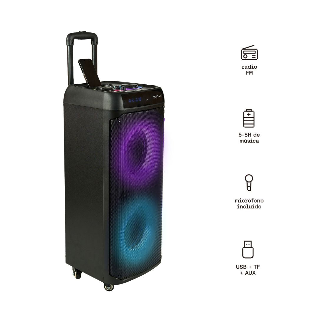 PARLANTE KUZLER KARAOKE CON 2 MICROFONOS 1600W HELGE-101