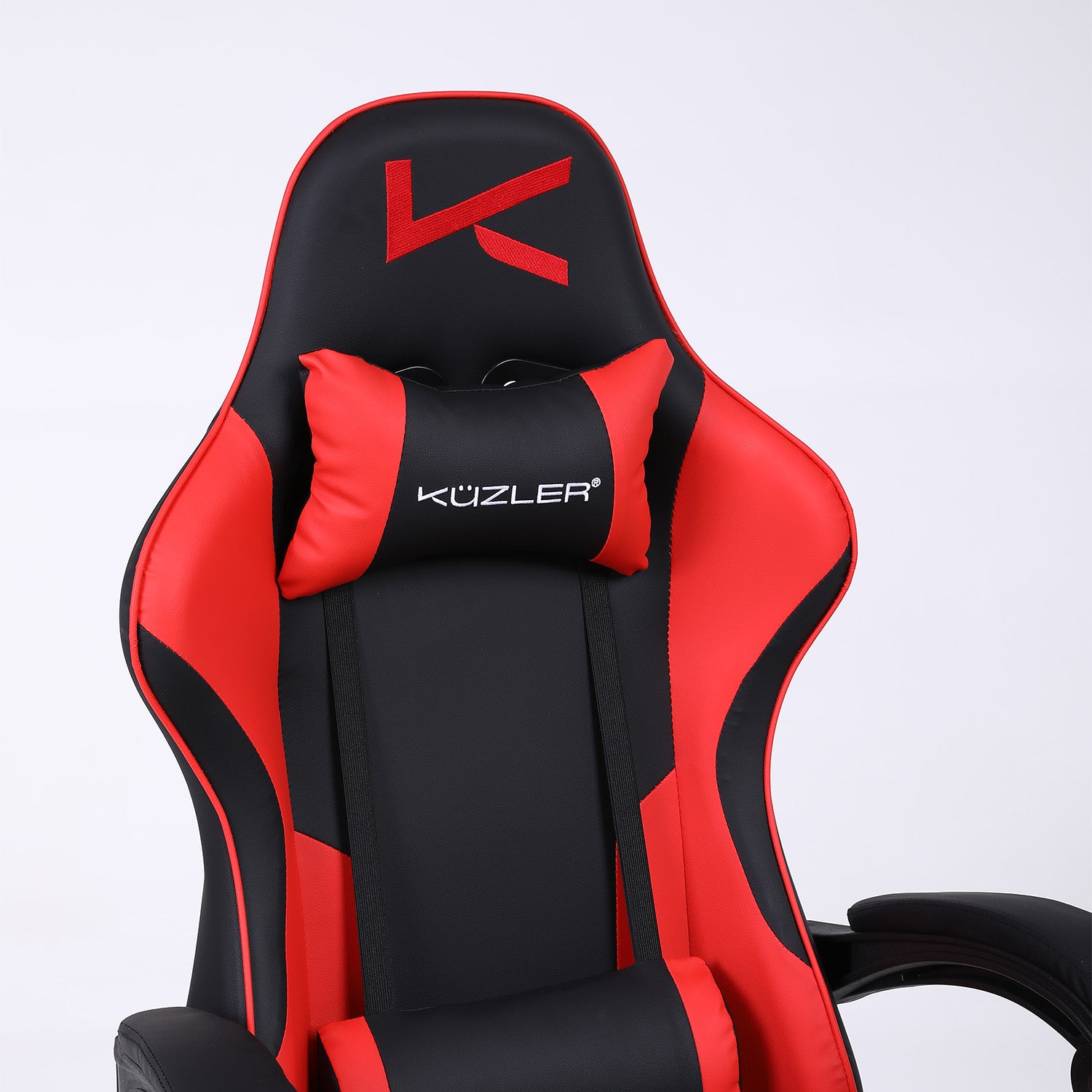 Silla Gamer roja con masajeador lumbar, reposapiés y base metálica