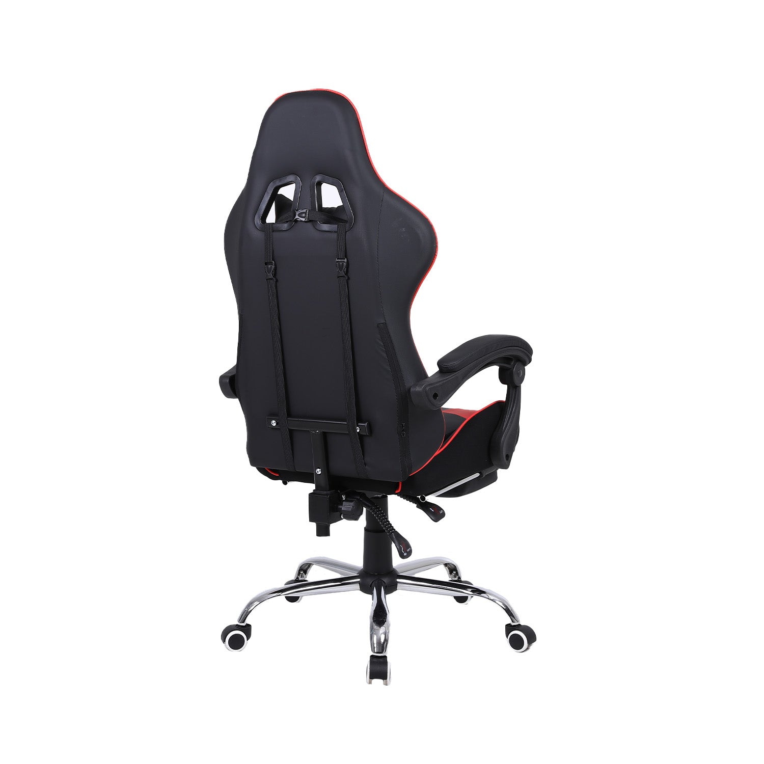 Silla Gamer roja con masajeador lumbar, reposapiés y base metálica
