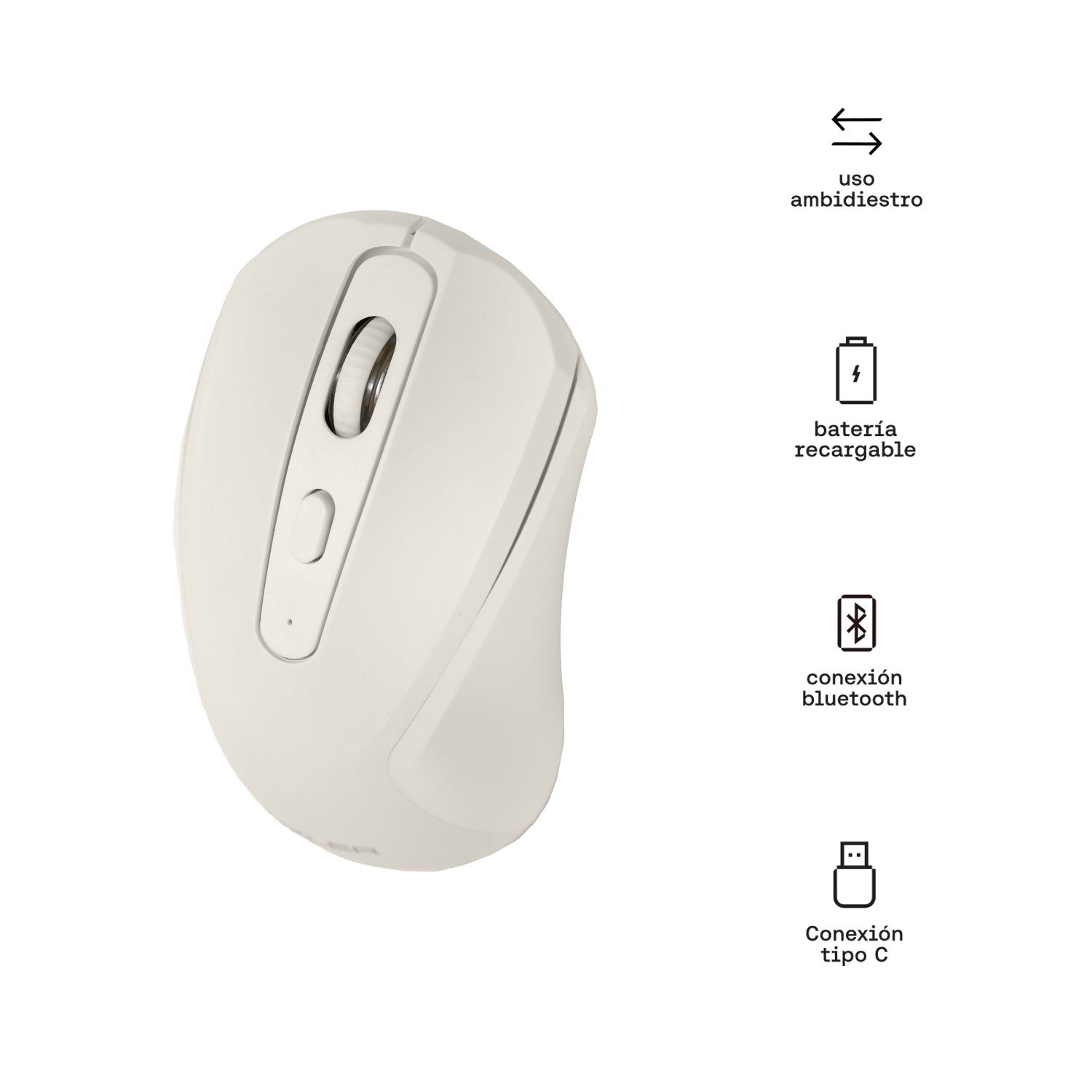 Mouse Inalámbrico Recargable Bluetooth color Beige FONZ-101B