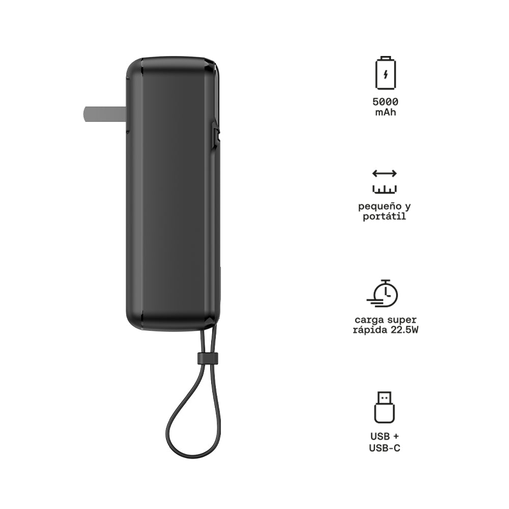 POWERBANK CARGA INALAMBRICA 5000MAH 22.5W LITRYQ-101