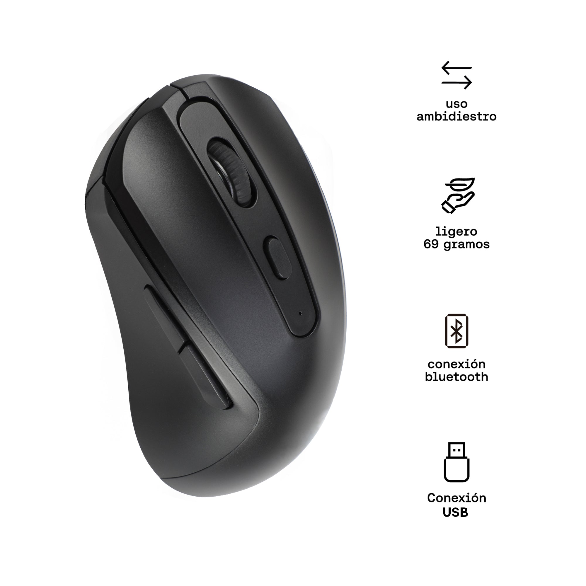 Mouse bluetooth y USB-C recargable silencioso Fonz-101